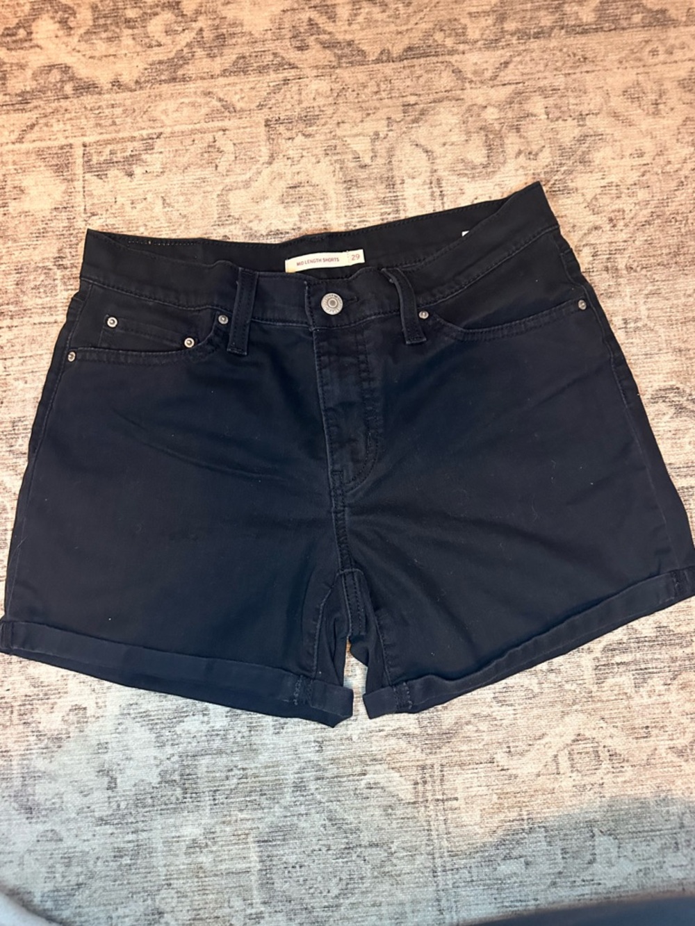 Levi's Navy Roll-Cuff Denim Shorts